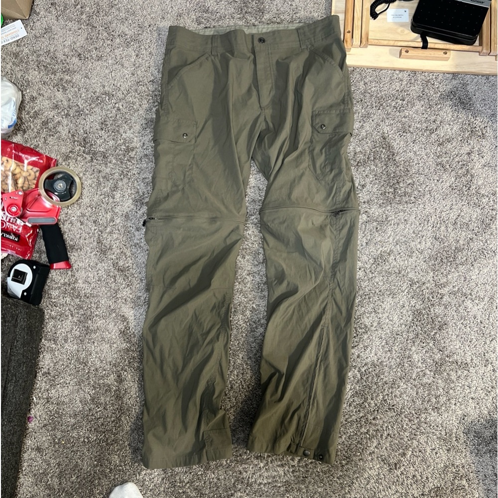 Kuhl Mens Renegade Convertible Stealth Cargo Pants Olive Green Sz 38x34 Zip Off